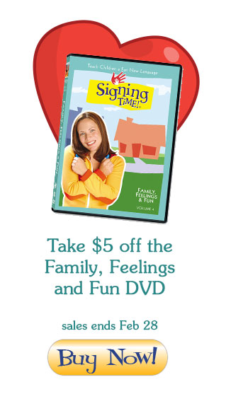 Save $5 on the Signing Time "Family, Feelings & Fun" DVD through Feb 28